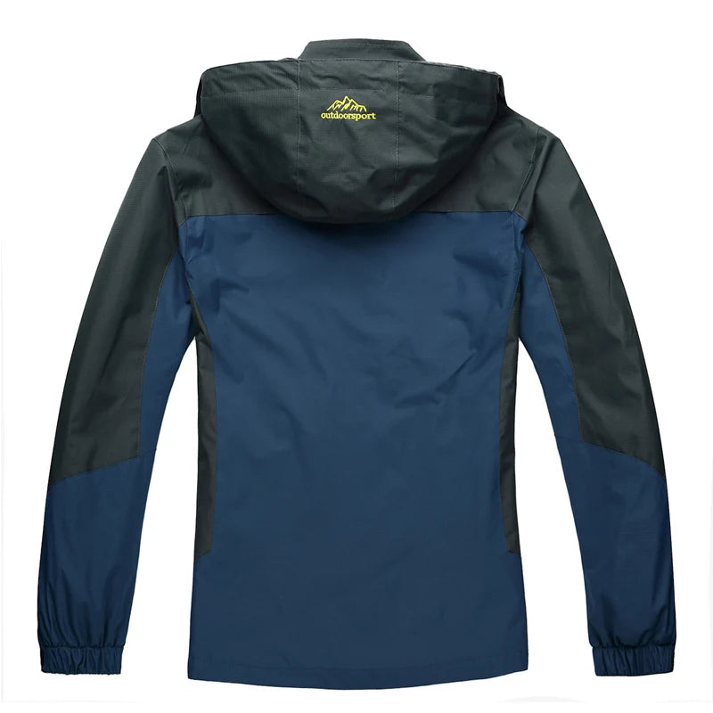 Men's outdoor camping hiking jacket by The Clothing Company Sydney, shown in dark green with zip pockets and adjustable hood.