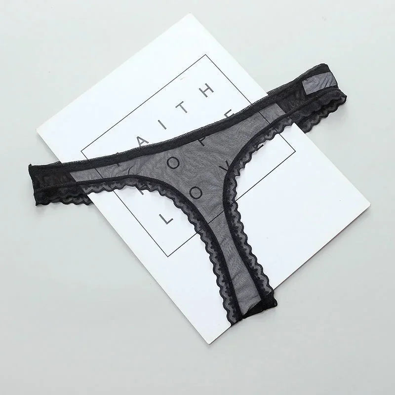 Transparent Thong Panties Women Lace See Through Mesh Bottom Seamless Low-rise T-pants Underwear The Clothing Company Sydney