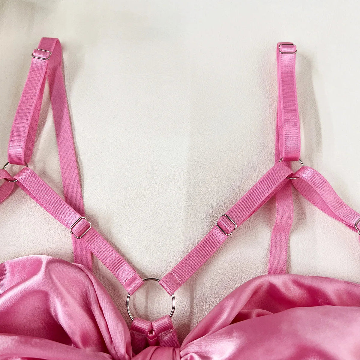 Bowknot Lingerie Open Bra Lace Up Underwear 3-Piece Satin Outfit Set The Clothing Company Sydney