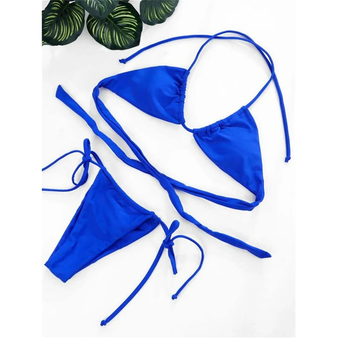 2 Piece Halter Mini Micro Thong Bikini Female Swimsuit Women Bikini set Bather Bathing Suit Swimwear The Clothing Company Sydney