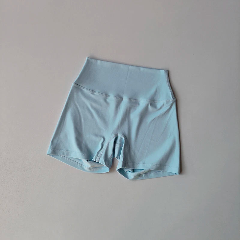 2 Piece Yoga Gym Set Halter Top Set Yoga High Waist Shorts Backless Tights Bra Vest Seamless Stretch Ribbed Shorts Set - The Clothing Company Sydney
