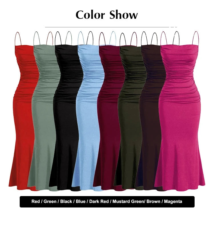 Women's Party Maxi Spaghetti Strap Elegant Slim Evening Wedding Guest Multi-Color Summer Milkmaid Dresses The Clothing Company Sydney