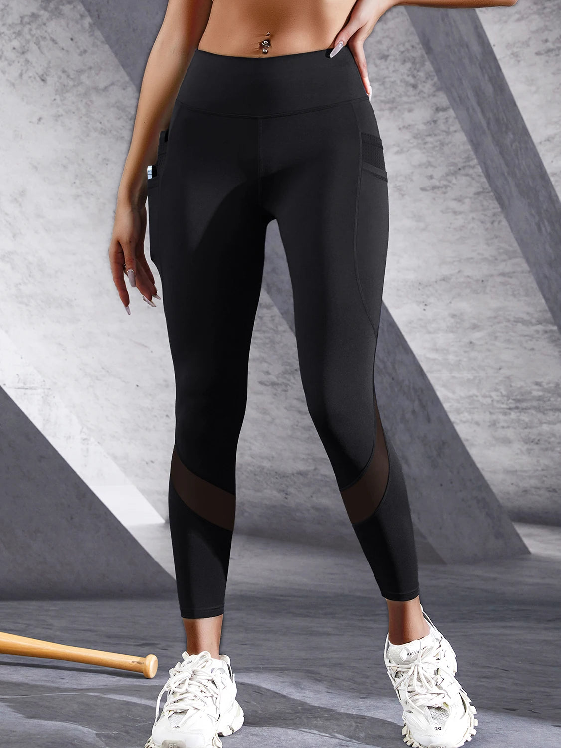 Women's Double Pocket Yoga Pants Patchwork High Waist Fitness Jogging Cycling Sportswear Leggings