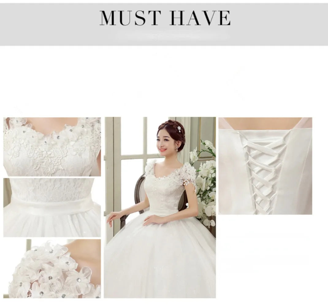 Plus Size Wedding Dress Floor-length Back Strap Lace Flower Wedding Dress The Clothing Company Sydney