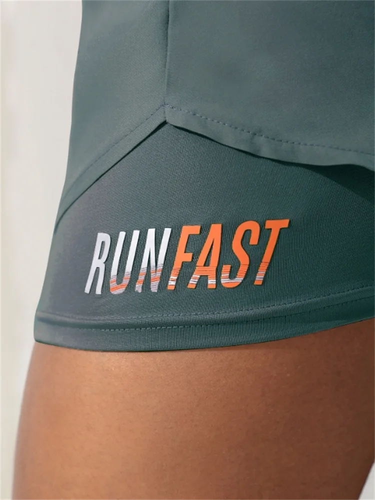 Women's High Rise Yoga Shorts With Elastic Running Shorts Two Pieces Pants With Inside Layer