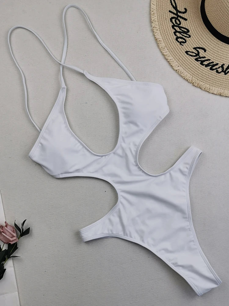 Solid Hollow Out One Piece Swimsuit Plus Size Swimwear Women Backless Bathing Suits Summer Beach Wear Monokini The Clothing Company Sydney