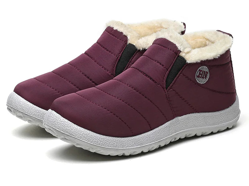Men's winter ankle boots by The Clothing Company Sydney, slip-on fur-lined waterproof snow shoes for cold weather.