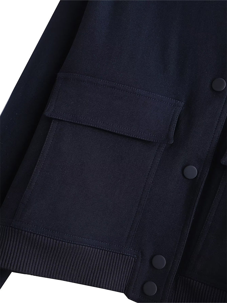 Women's bomber jacket by The Clothing Company Sydney, stylish black lightweight outerwear with zip closure and ribbed cuffs.