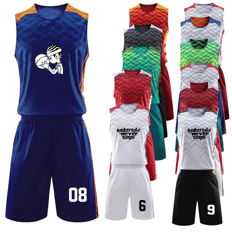 Customized reversible basketball jersey and shorts set for men, women, and kids, quick-drying athletic sportswear by The Clothing Company Sydney.