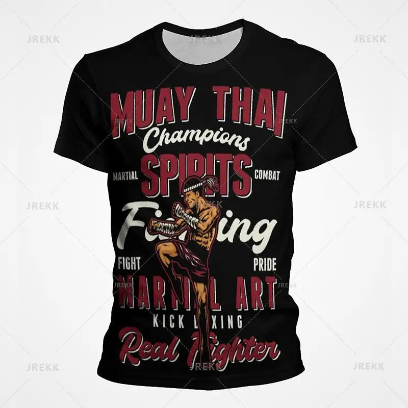 Muay Thai Gym Graphic T Shirt For Men Women Kids 3D Thai Boxing Sports Printed Tee Shirts Streetwear Short Sleeves Quick Dry Top - The Clothing Company Sydney