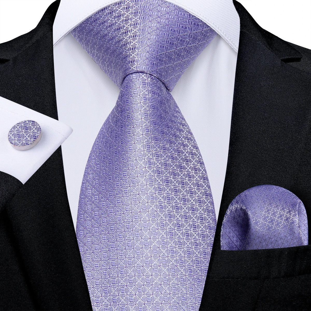 Luxury purple paisley silk tie set for men by The Clothing Company Sydney, featuring an 8cm silk tie and matching accessories.