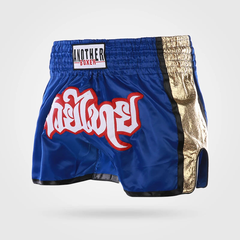 Unisex Muay Thai shorts from The Clothing Company Sydney, lightweight kickboxing and MMA training gear, shown in black with logo details.