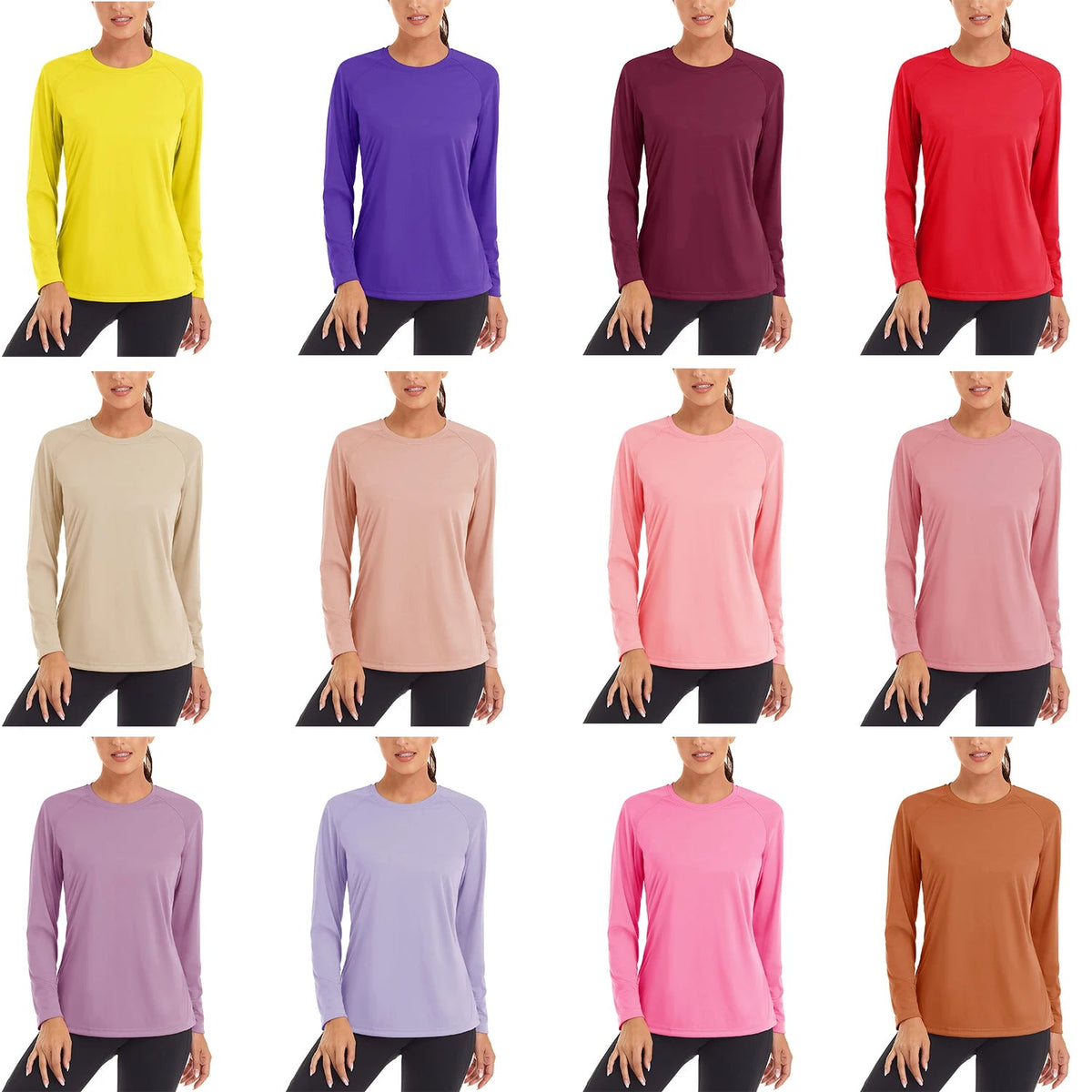 Women's UPF 50+ quick-dry long sleeve swim T-shirt from The Clothing Company Sydney, designed for sun protection and active wear.