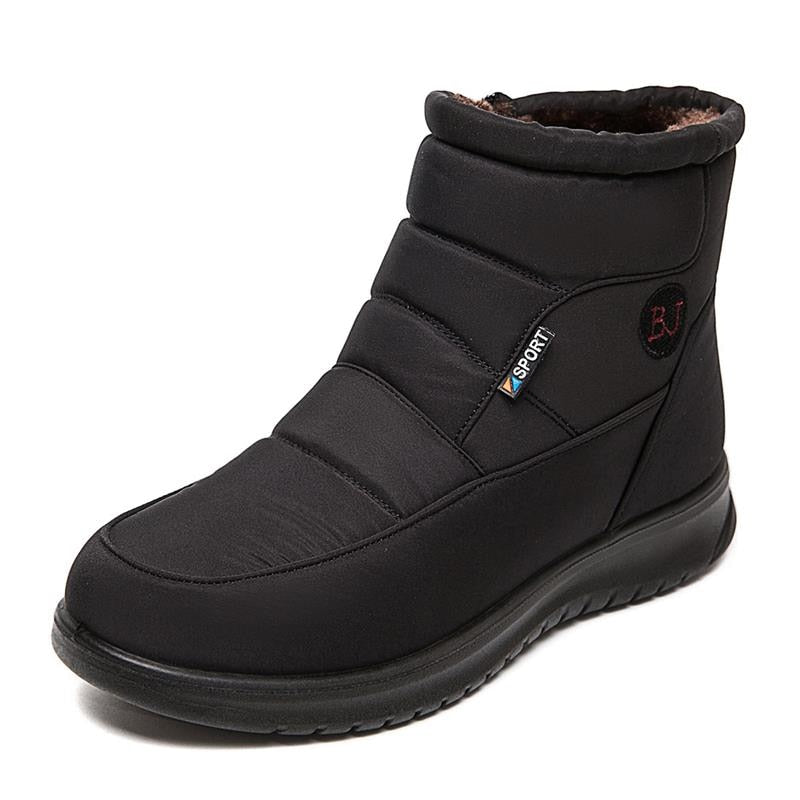 Women’s waterproof winter snow boots with fur lining, zipper closure, platform sole, soft ankle design, by The Clothing Company Sydney.