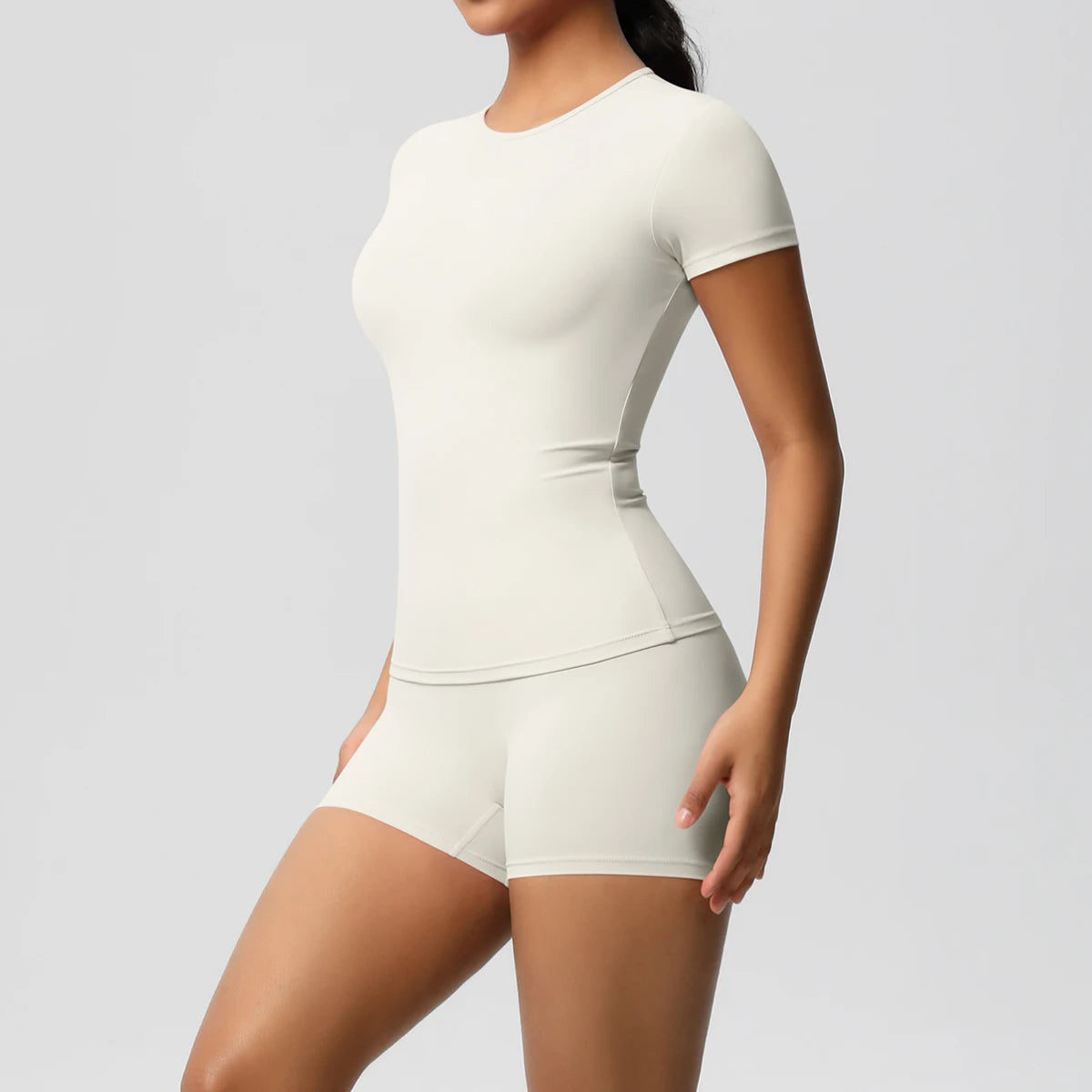 2 Piece Quick-Drying Gym Leggings Set Summer Short Sleeve Breathable Stretchy Yoga Slim Fitness Active Top Women's Cycling Bike Shorts The Clothing Company Sydney