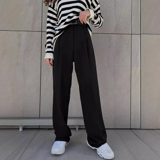 Classic Formal Straight Leg Pants Spring Summer Women's Versatile Casual Wear Loose Fit Wide Leg Pants The Clothing Company Sydney