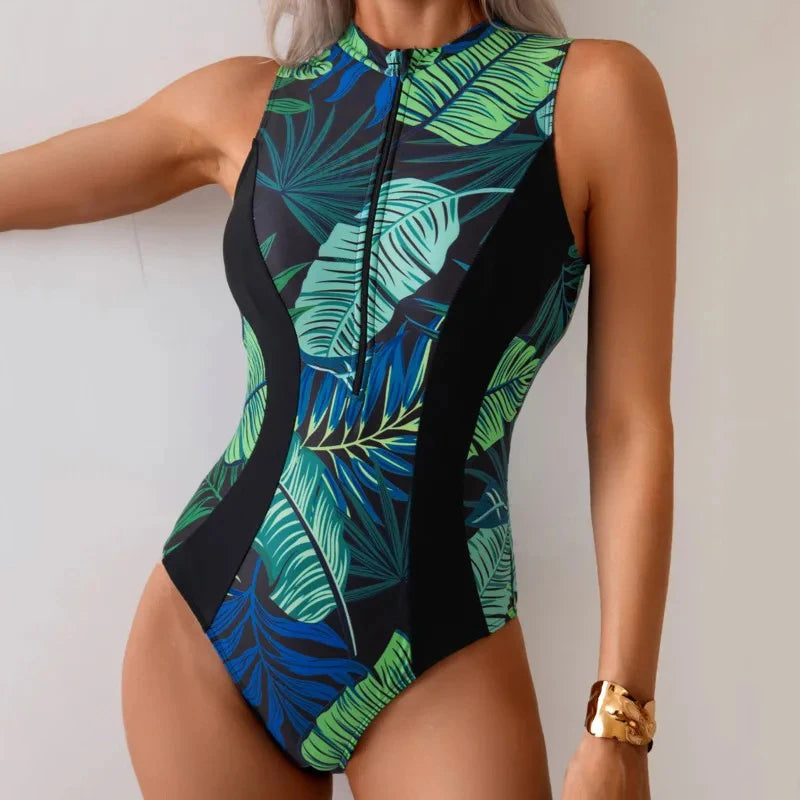 Plus size one-piece swimsuit by The Clothing Company Sydney featuring push-up design, ideal for beachwear and swimming.
