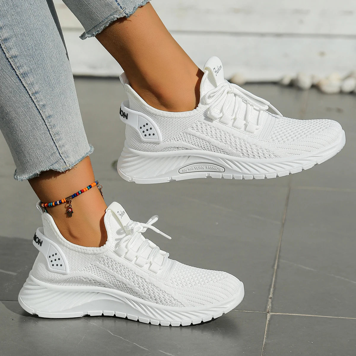Women's fall casual sneakers by The Clothing Company Sydney featuring fly weave, lace-up design and comfortable footwear style