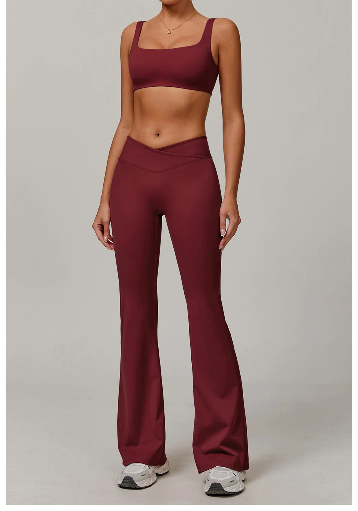 Two-piece women's yoga and workout set with sport bra and leggings, activewear by The Clothing Company Sydney for fitness and running.