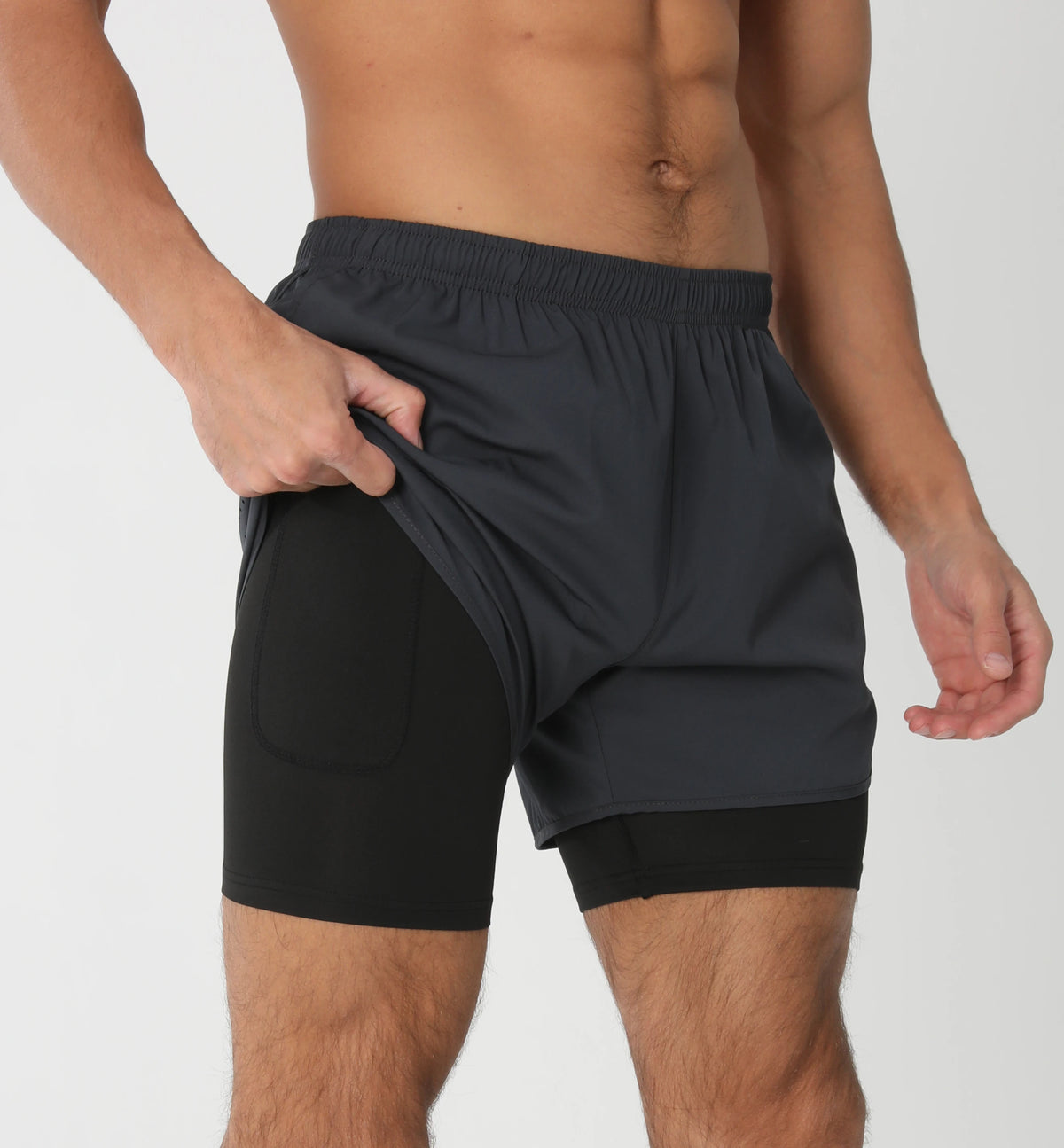 Men's breathable gym running shorts by The Clothing Company Sydney with liner pockets, towel loop, quick dry fabric, lightweight for workouts.