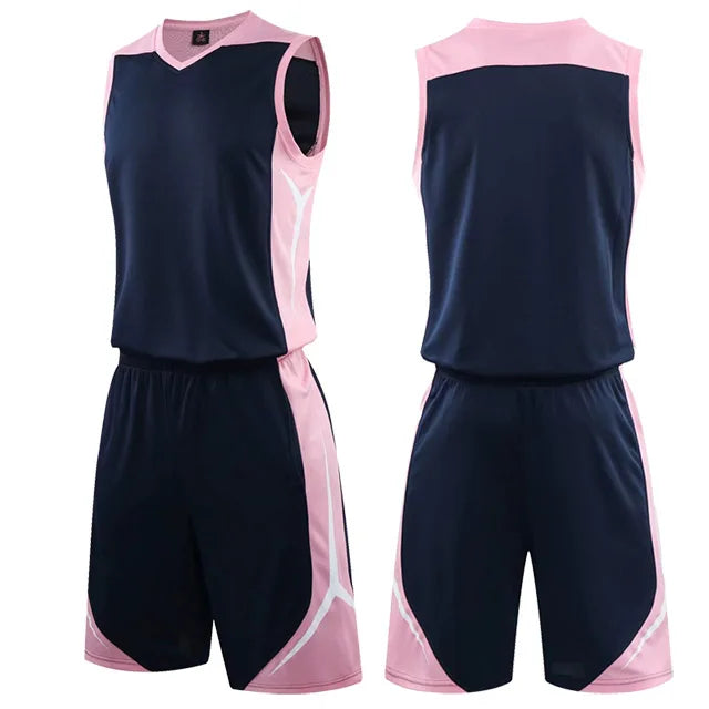 Two-piece sportswear basketball jersey and shorts set for men, women, and kids, with blank customizable design by The Clothing Company Sydney.