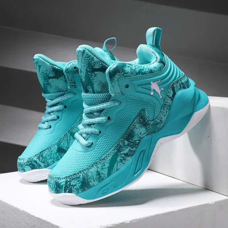 Kids basketball shoes from The Clothing Company Sydney featuring non-slip sports sneakers in vibrant colors.