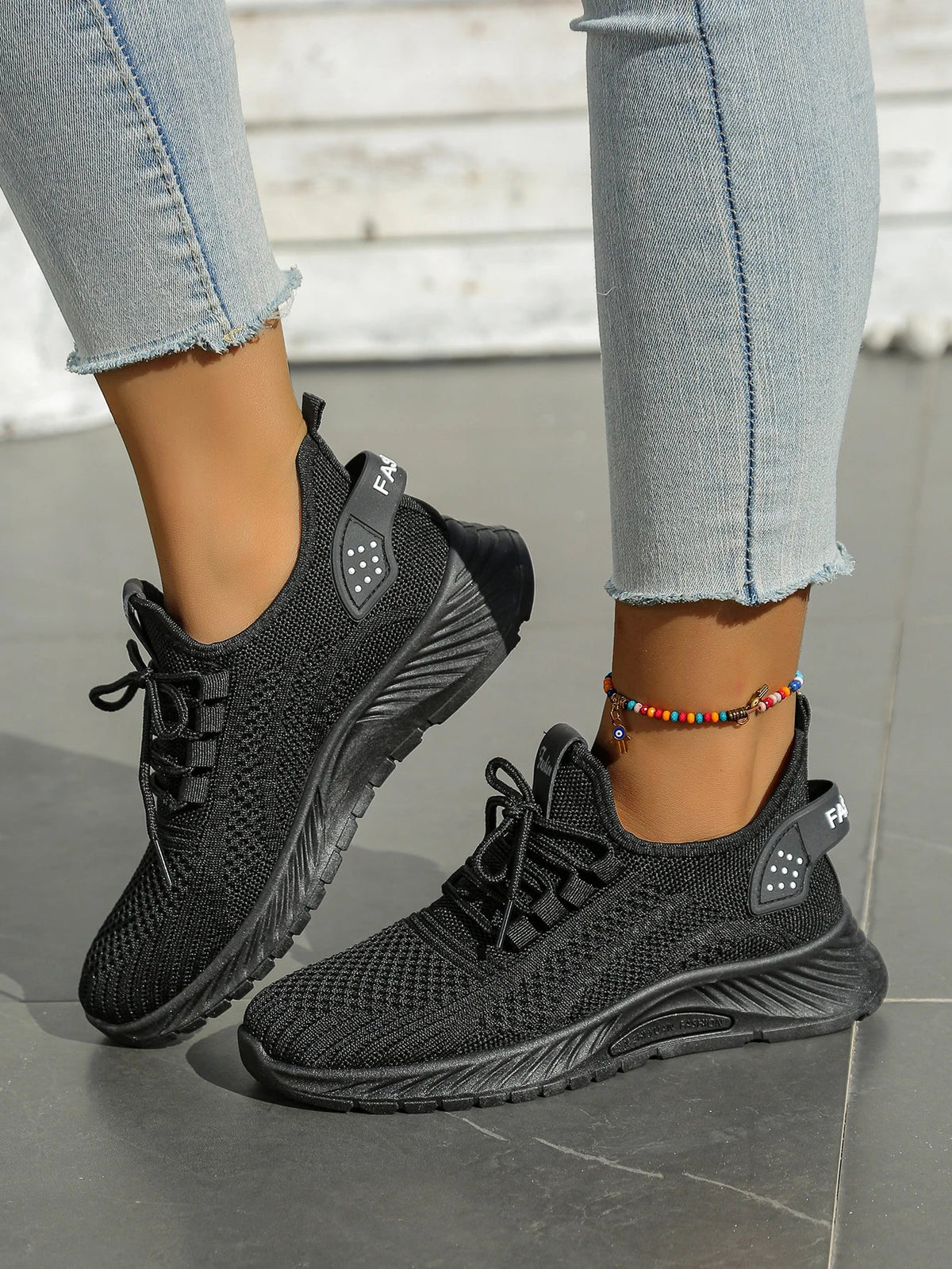 Women's fall casual sneakers by The Clothing Company Sydney featuring fly weave fabric and lace-up design, perfect for everyday wear.