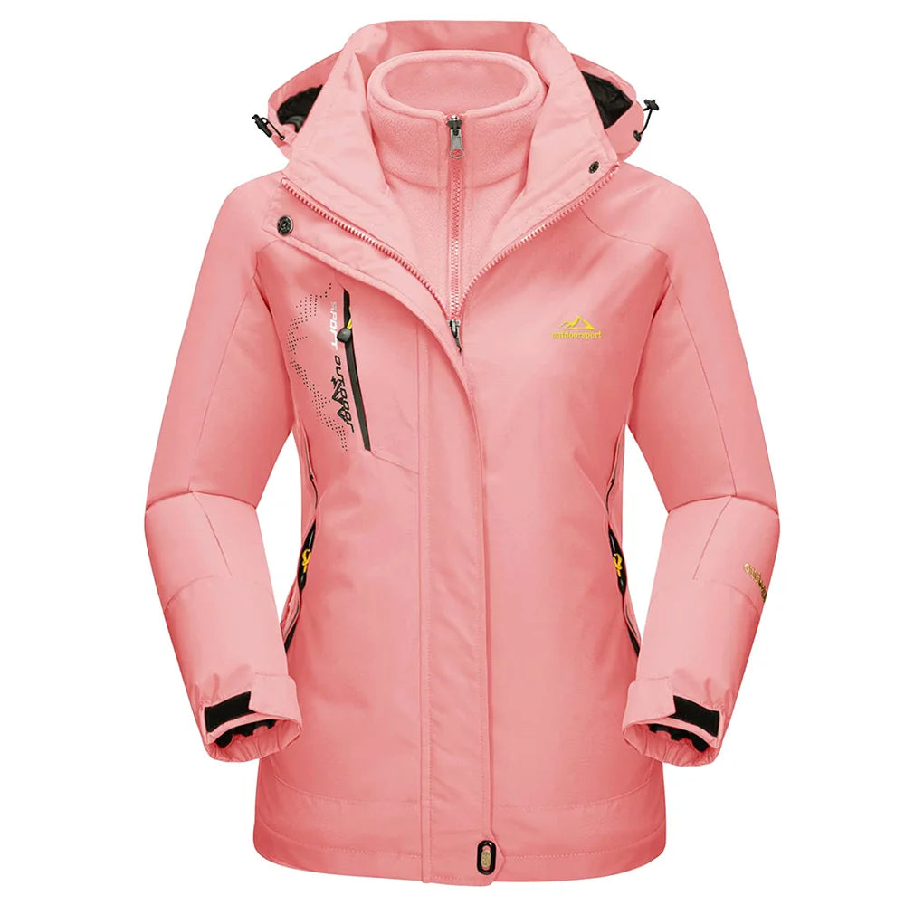 Women's 3-in-1 winter fleece waterproof ski snowboard jacket by The Clothing Company Sydney, with windbreaker and rainproof features.
