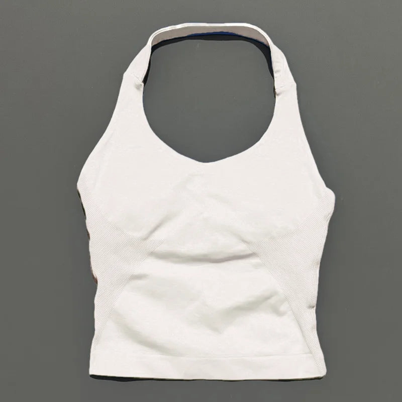 Halter Top Seamless Longline Strappy Gym Top Women Built-in Bra Removable Cups Activewear Yoga Tank Tops The Clothing Company Sydney