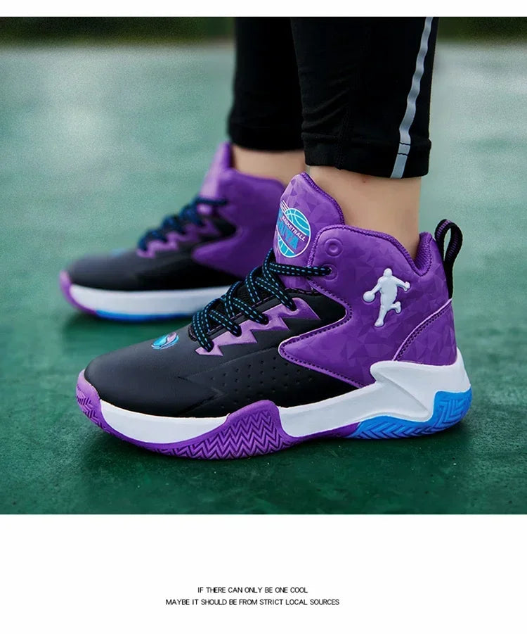 Kids basketball shoes by The Clothing Company Sydney featuring breathable mesh uppers and non-slip rubber soles.