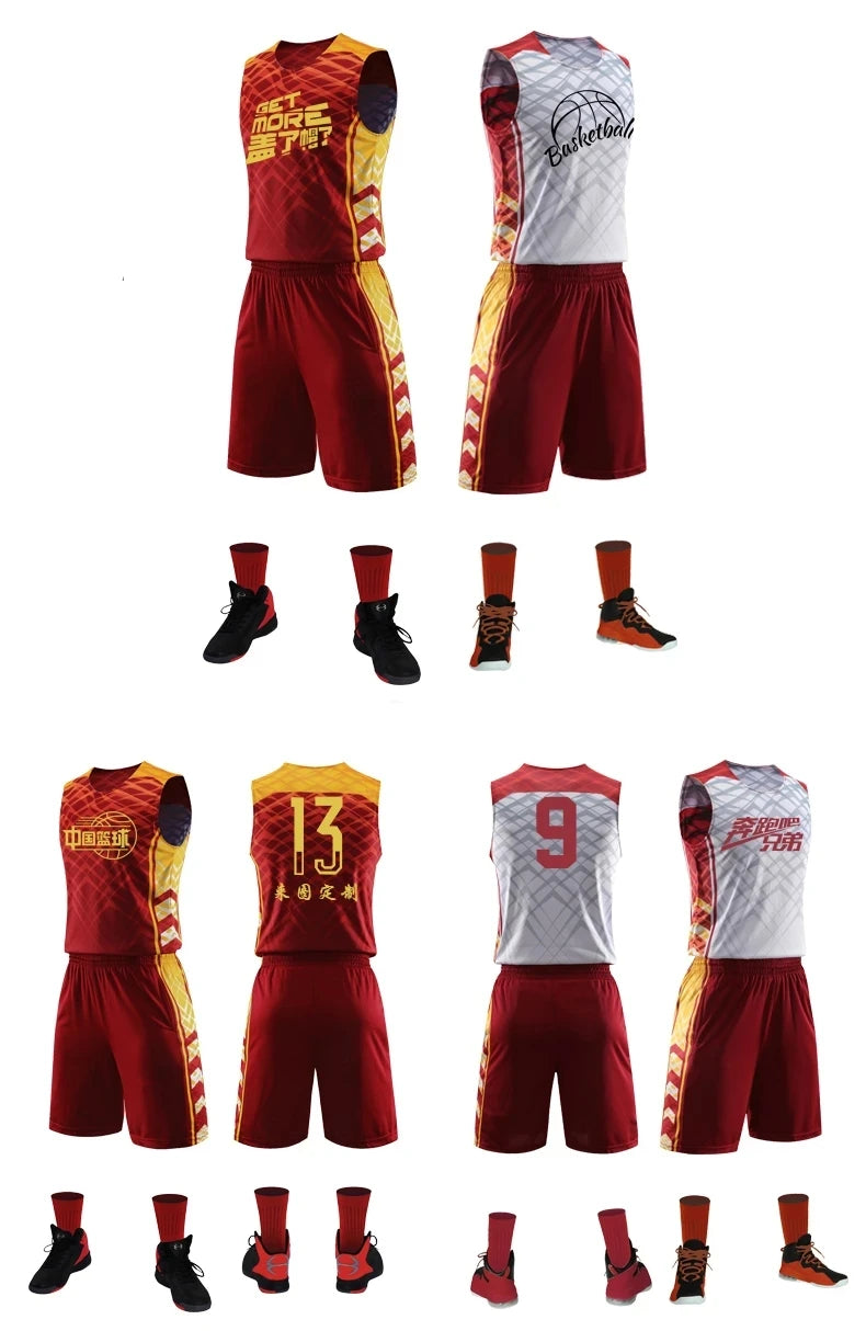 Customized reversible basketball jersey and shorts set for men, women, and kids, made from quick-drying fabric by The Clothing Company Sydney.