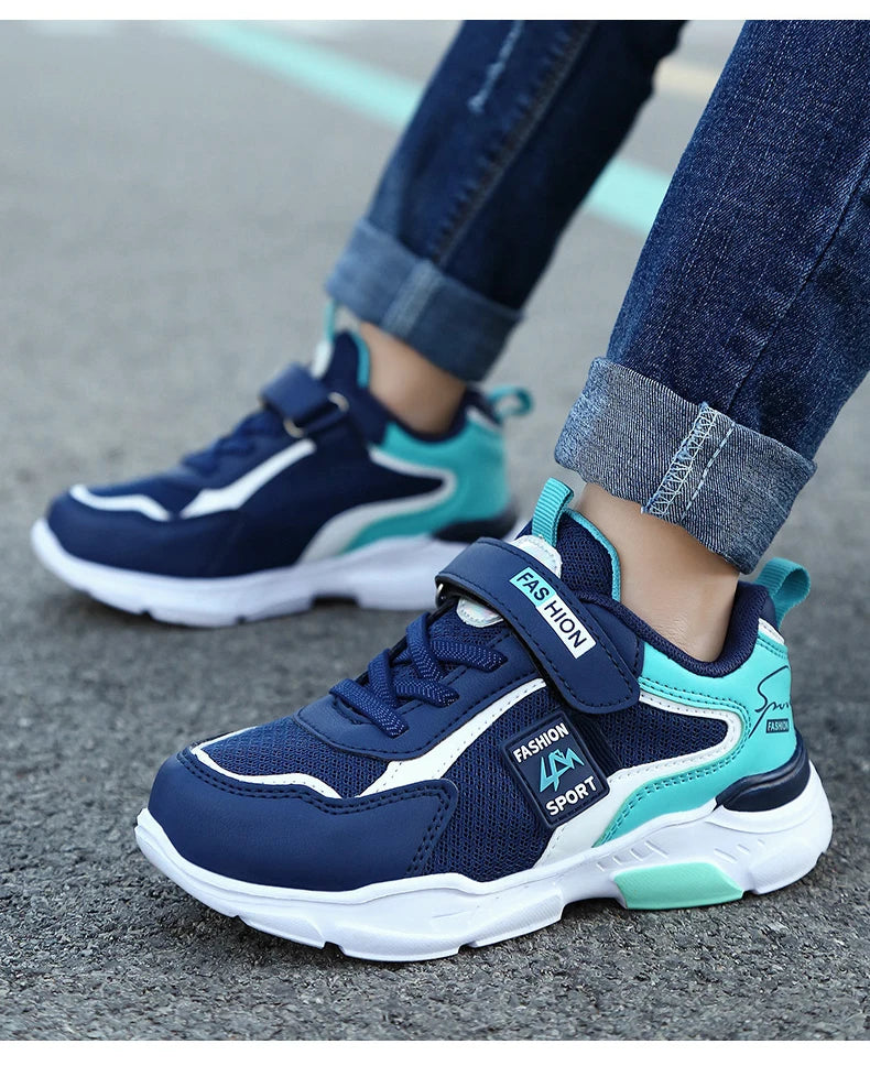 Kids' breathable summer sneakers from The Clothing Company Sydney featuring mesh uppers and hook & loop closures for boys and girls.