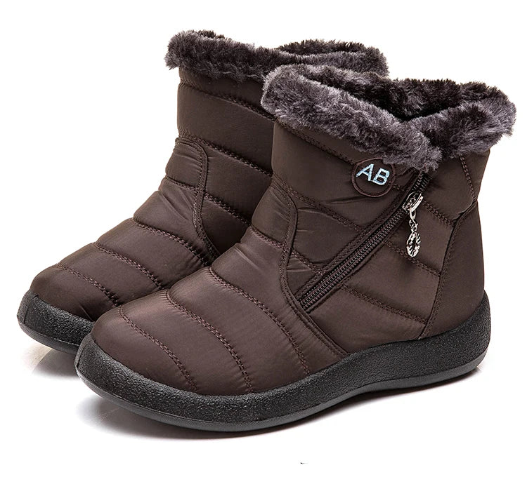 Women's winter snow boots with warm fur lining, ankle footwear from The Clothing Company Sydney, suitable for cold weather.
