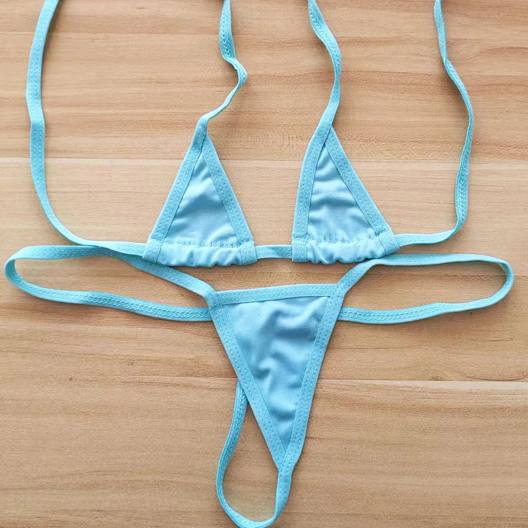 2 Piece Halter Neck Bikini Lingerie Set Mini Bikini Open Micro Bra Top Briefs Panties Swimwear Swimsuit The Clothing Company Sydney
