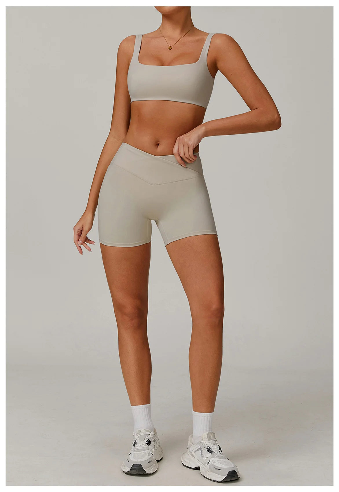 Two-piece women's yoga and workout set by The Clothing Company Sydney, featuring a sport bra and leggings for fitness and running.