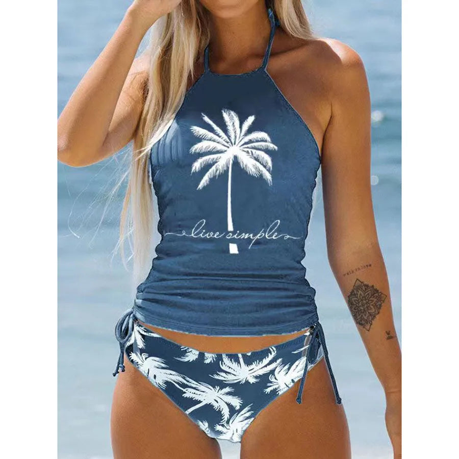 2 Piece Print Tankini Set Tied Halter Swimsuit Women Swimwear Summer Backless Beach Bathing Suit Bikii The Clothing Company Sydney