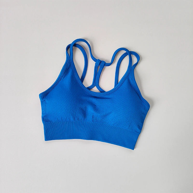 Women's shockproof summer fitness bralette by The Clothing Company Sydney, quick-drying back sports bra for running and yoga.