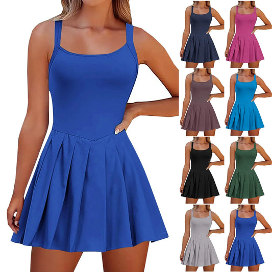 Women'S Fashionable Sleeveless Casual Sports Short Strap Dress Elegant Dress - The Clothing Company Sydney