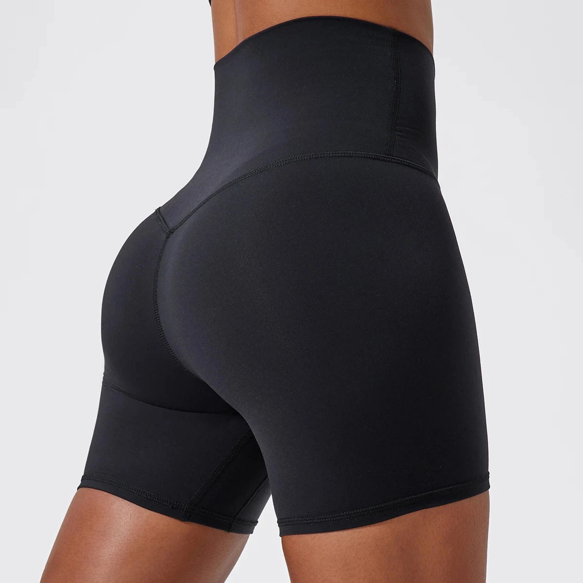 Women’s high waist yoga shorts by The Clothing Company Sydney, designed for running, workout, and gym activities in a snug fit.