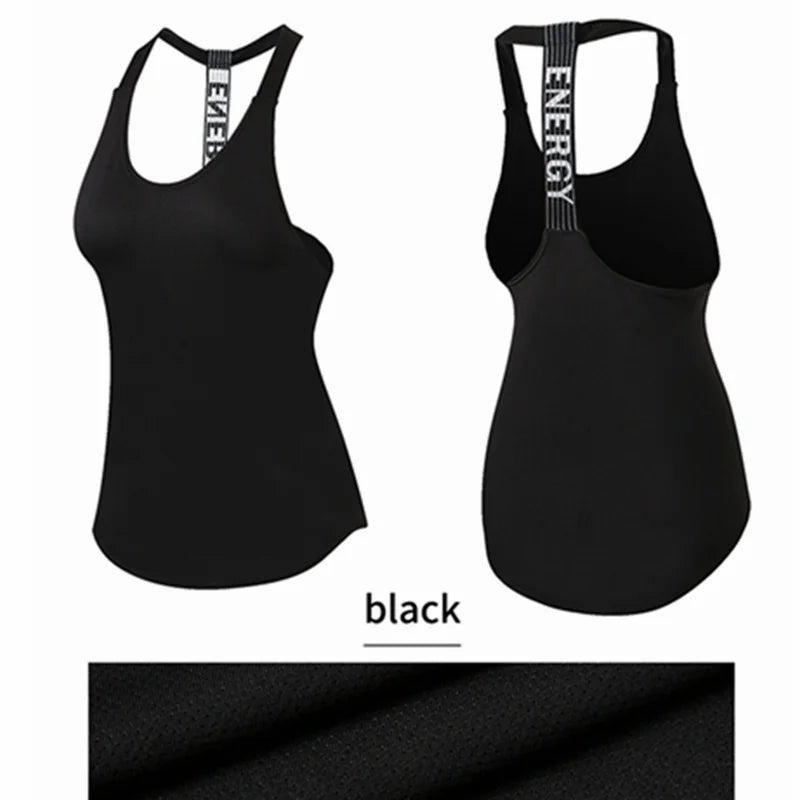 Black women’s sleeveless gym top by The Clothing Company Sydney, backless yoga and fitness vest for running and workout sessions.