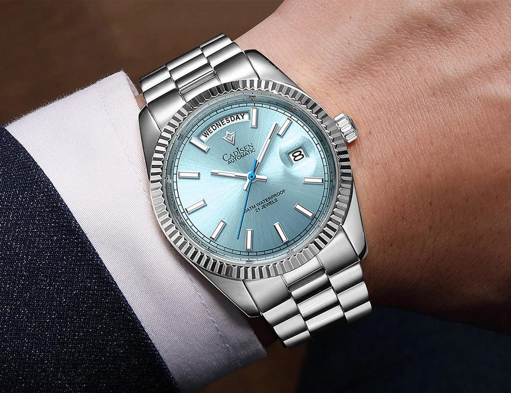 Cadisen DD40 men's luxury automatic wristwatch with sapphire glass, Miyota 8285 movement, 10Bar water resistance, stylish mechanical design