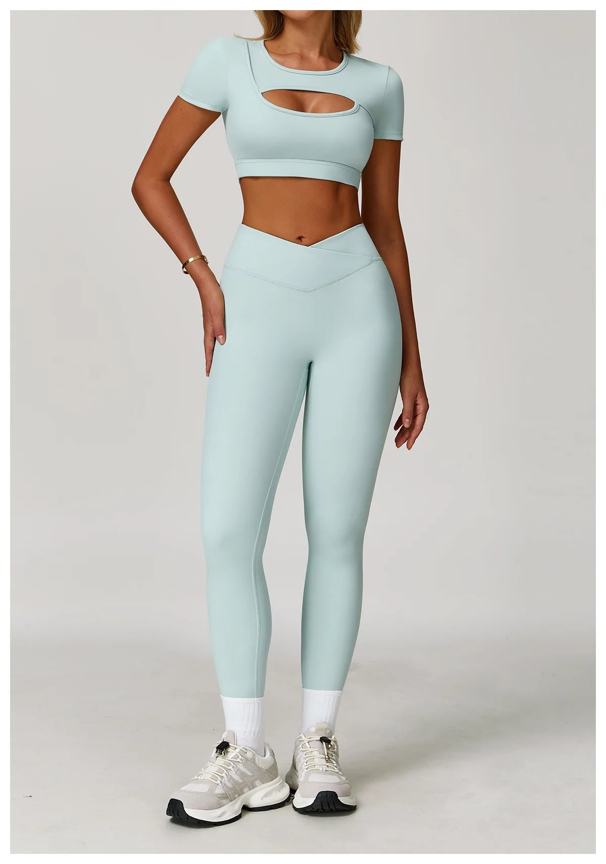 Women's fitness workout set from The Clothing Company Sydney, includes sports bra and gym leggings for yoga and running.