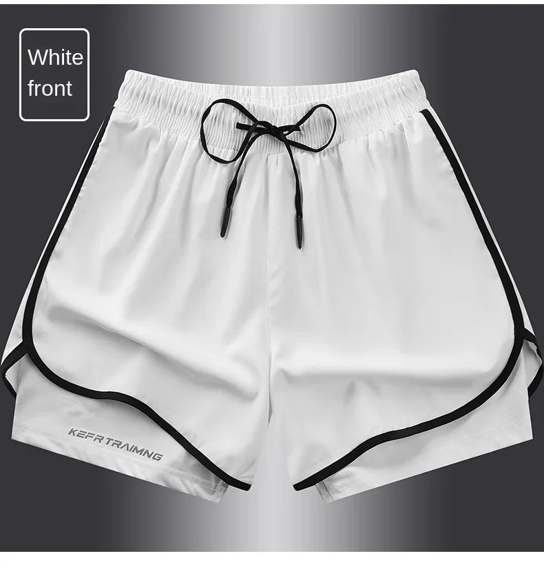 Two-layered gym running shorts by The Clothing Company Sydney, featuring lightweight fitness shorts with a layered design.