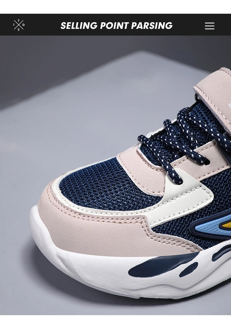 Kids' breathable mesh sneakers by The Clothing Company Sydney with non-slip soles and hook & loop closure for ages 7-13.