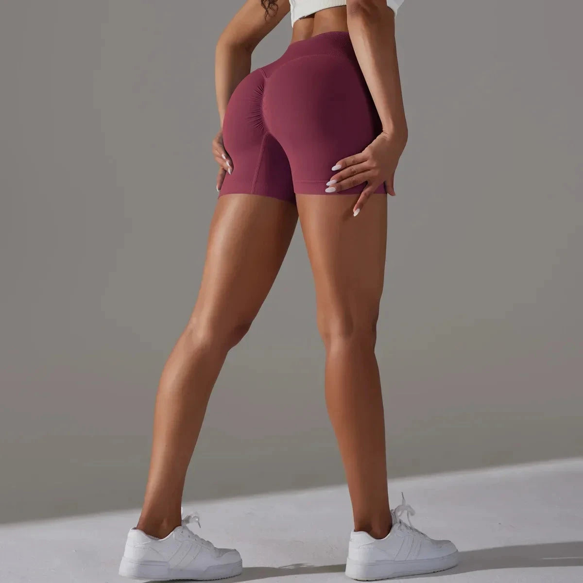 Women’s high waist fitness yoga leggings with scrunch butt, seamless design, from The Clothing Company Sydney, ideal for gym and workout.