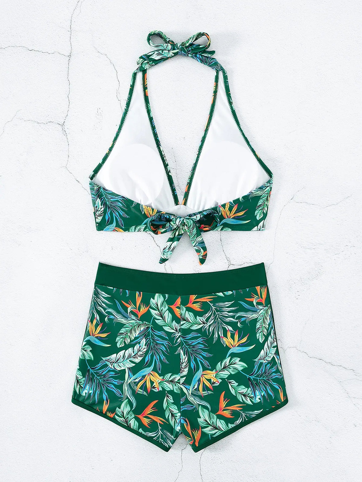2 Piece Halter Bikini Set Shorts Swimsuit High Waist Swimwear Female Printed Bathers Swimming Bathing Swim Suit Beachwear - The Clothing Company Sydney
