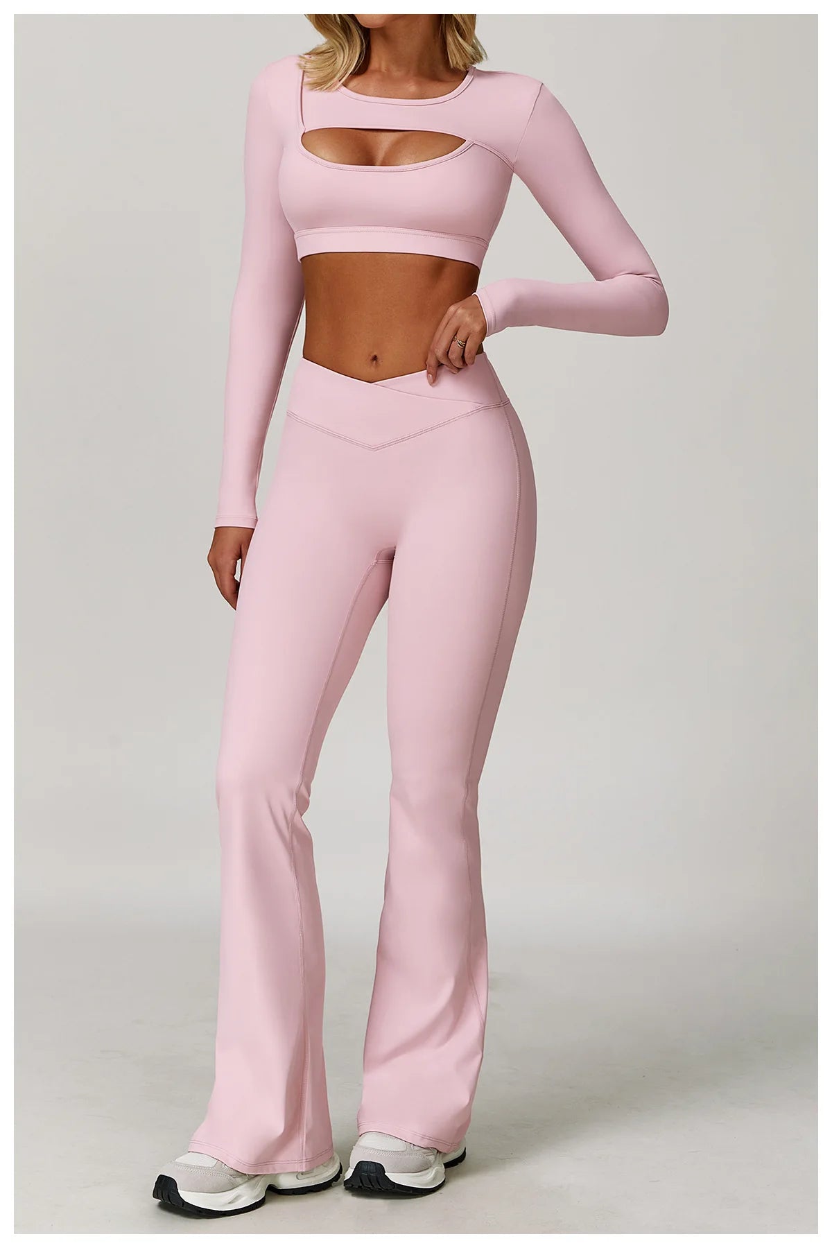 The Clothing Company Sydney women's fitness yoga gym clothes set with sports bra and matching leggings for workout and running.