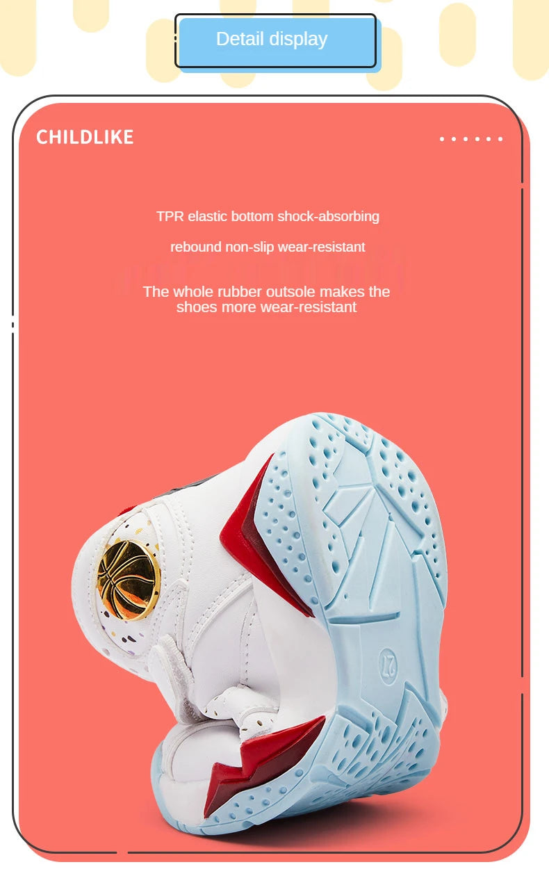 Kids' boys' basketball shoes by The Clothing Company Sydney, non-slip outdoor sports sneakers with grip and breathable design.