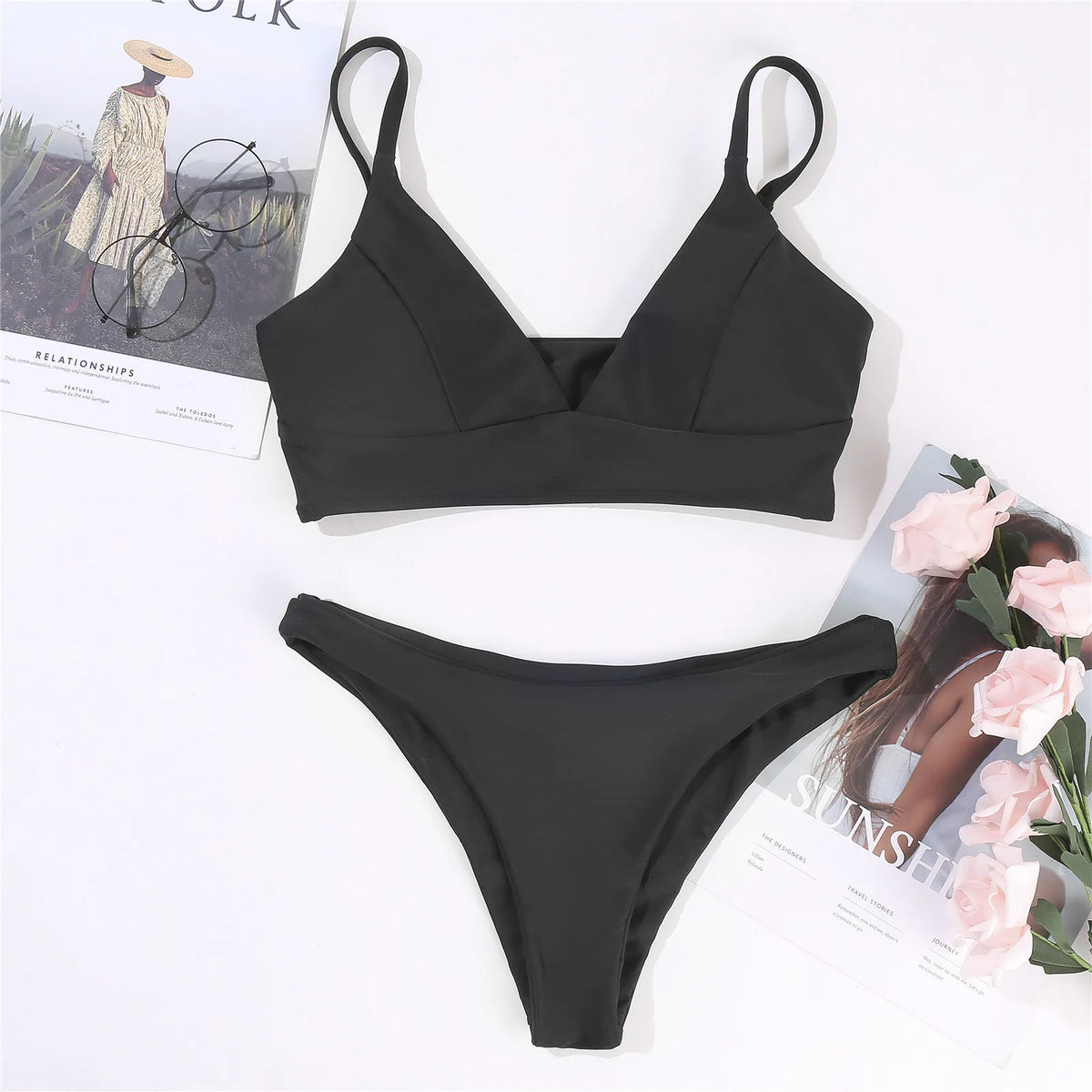 2 Piece Women's Push Up High Cut Bikini Set Two Piece Low Waist Swimsuit Fashion Swimming Set With Chest Pad Swimwear - The Clothing Company Sydney