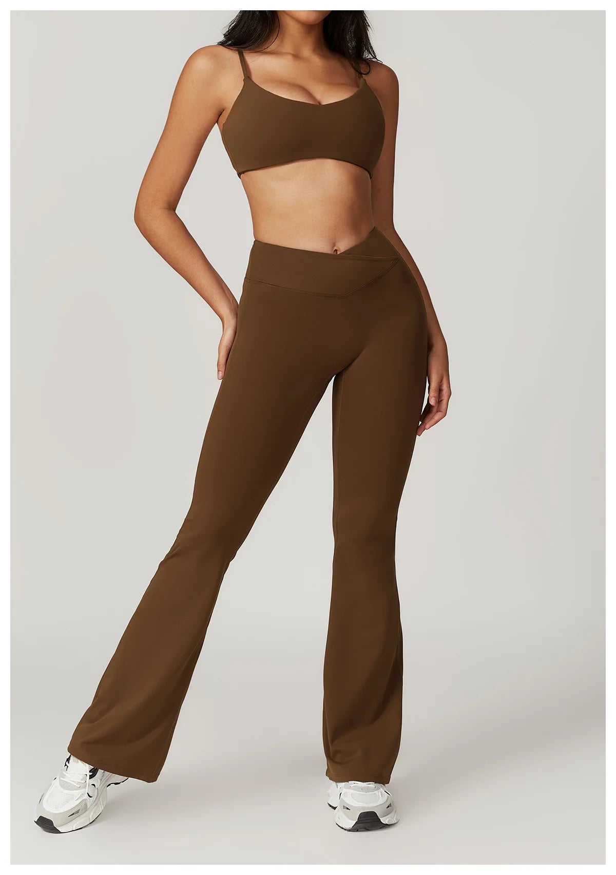 Two-piece women's fitness gym clothes set including a crop top, sports bra, and leggings by The Clothing Company Sydney.